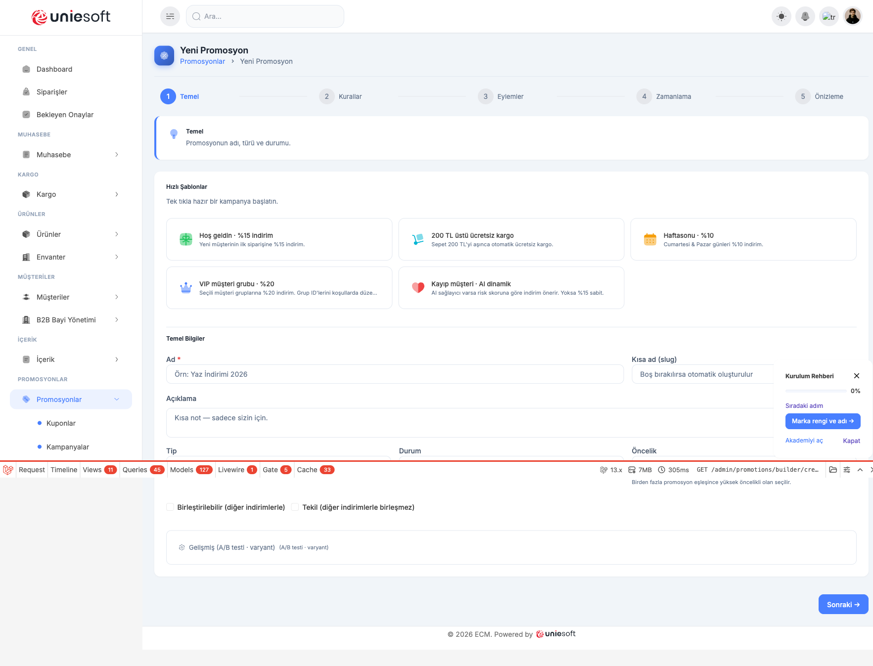 ECM · E-Ticaret Yönetim Sistemi screenshot 1